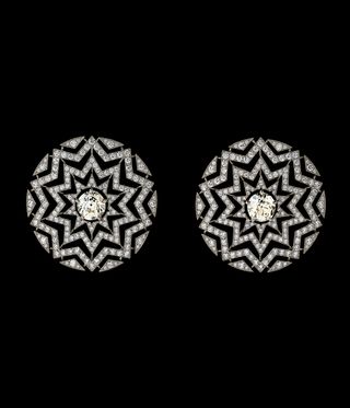 Diamond earrings in a geometrical design