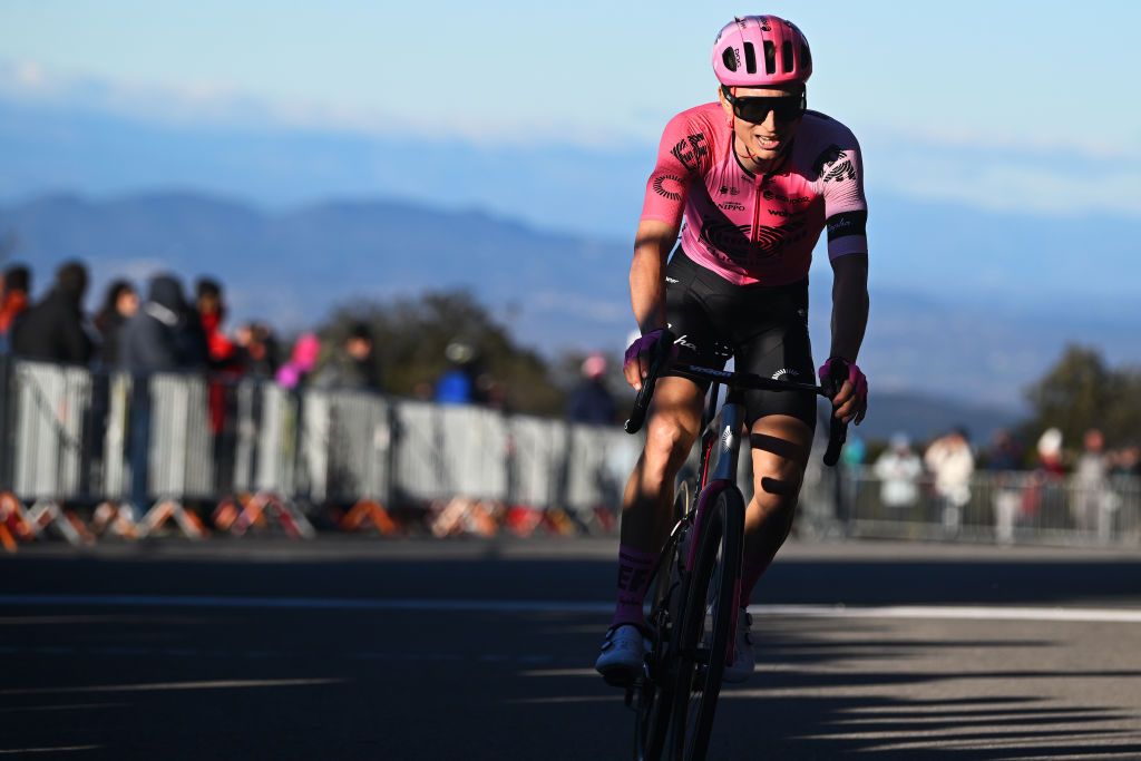 BROUZET LES ALES FRANCE FEBRUARY 04 Neilson Powless of The United States and Team EF Education Easypost crosses the finish line during the 53rd Etoile de Besseges Tour Du Gard 2023 Stage 4 a 1475km stage from SaintChristolLzAls to Le Mont Bouquet Brouzet ls Als 616m EDB2021 on February 04 2023 in SaintChristolLzAls France Photo by Luc ClaessenGetty Images
