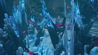 Pragmata Diana erasing blue lunafilament printing error formation in cutscene