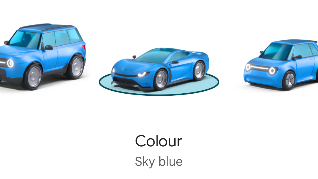 Google Maps screenshot showing different car models you can choose for navigation