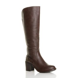 Ajvani Block Heel Knee High Boots