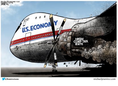 Political cartoon U.S. economy tax plans corporations
