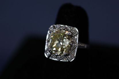 Yellow Mine-Cut Diamond Ring
