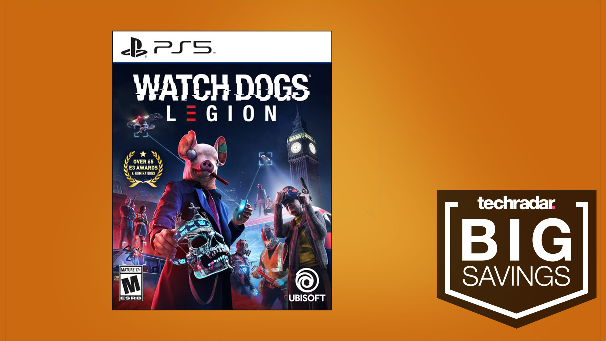 Watchdogs legion PS5 game on yellow background