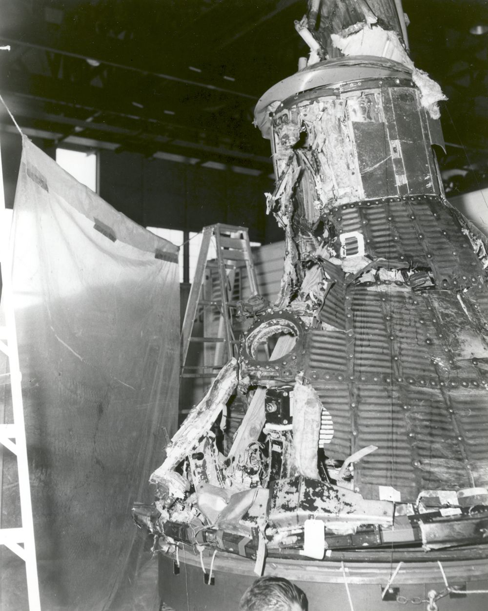 Exploding Capsule Space History Photo: MA-1 Capsule Reassembled After Explosion | Space