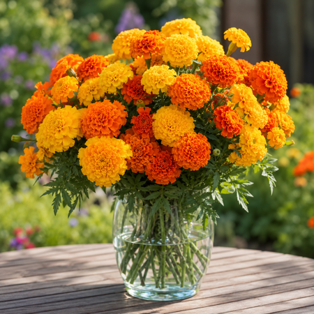 African Marigold Plants Live for Planting, Random Marigold Plants, Orange or Yellow Flowers, Garden Ready, 2 Plants in Pot, 3-5 Inch Tall