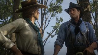 Arthur Morgan and Sadie Adler speak in Red Dead Redemption 2