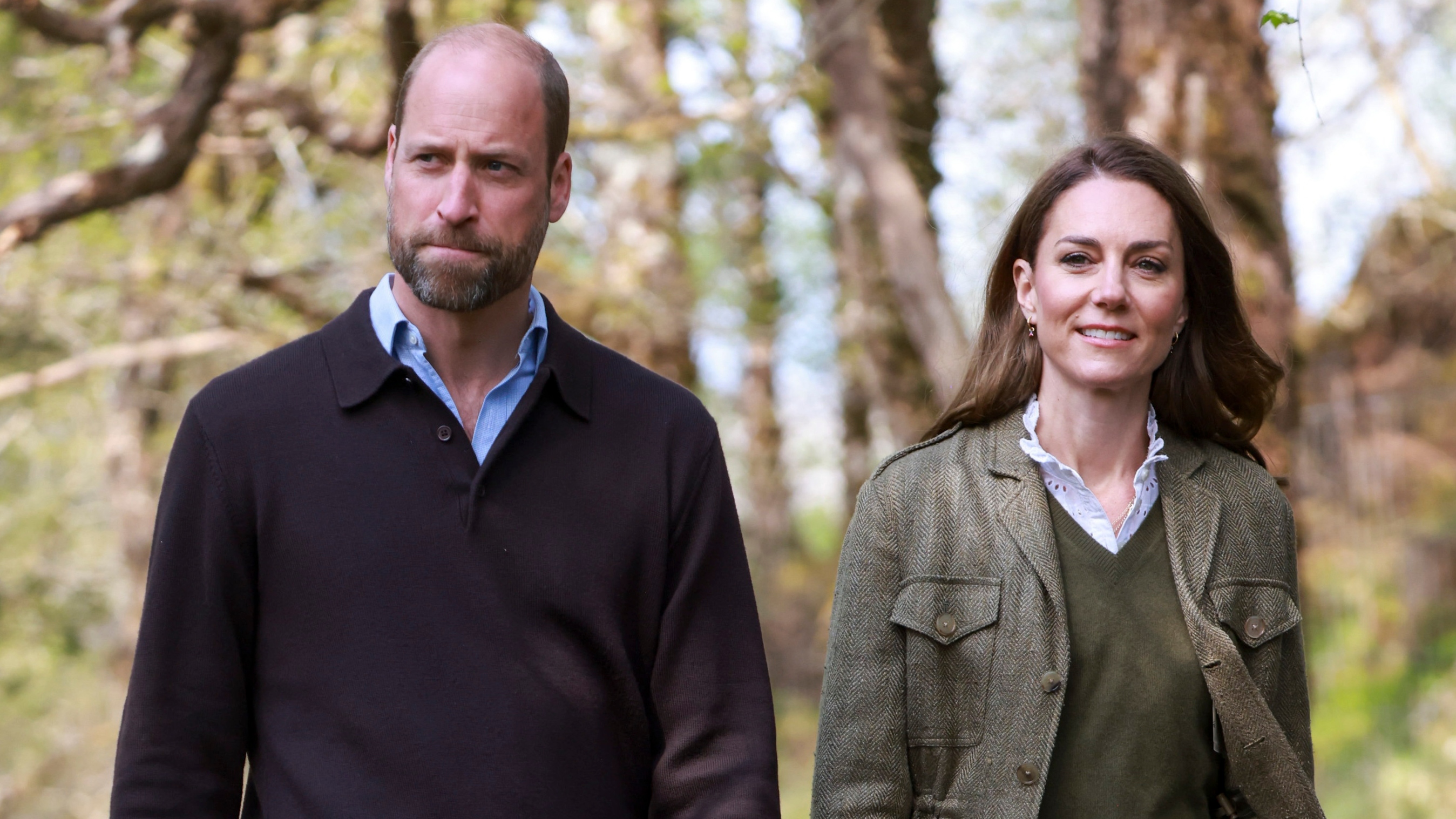 Prince William and Catherine, Princess of Wales during a visit to Ardura Community Forest on April 30, 2025 in Ardura, Isle of Mull