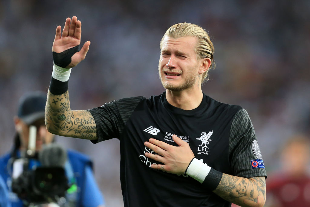 KIEV, UKRAINE - MAY 26: Liverpool goalkeeper Loris Karius cries after the UEFA Champions League Final match between Real Madrid and Liverpool at the NSC Olimpiyskiy Stadium on May 26, 2018 in Kiev, Ukraine. (Photo by Simon Stacpoole/Offside/Getty Images)