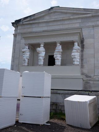existing neoclassical architecture in albright knox museum in buffalo