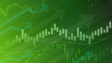 stock chart on candlestick chart background