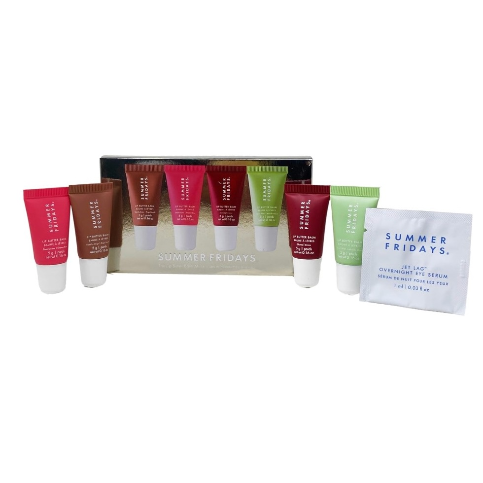 Summer Fridays the Lip Butter Balm Minis - Vanilla Beige, Pink Guava, Cherry and Sweet Mint (.16 Oz Each)