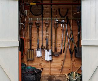 Garden tool storage, shed organisation