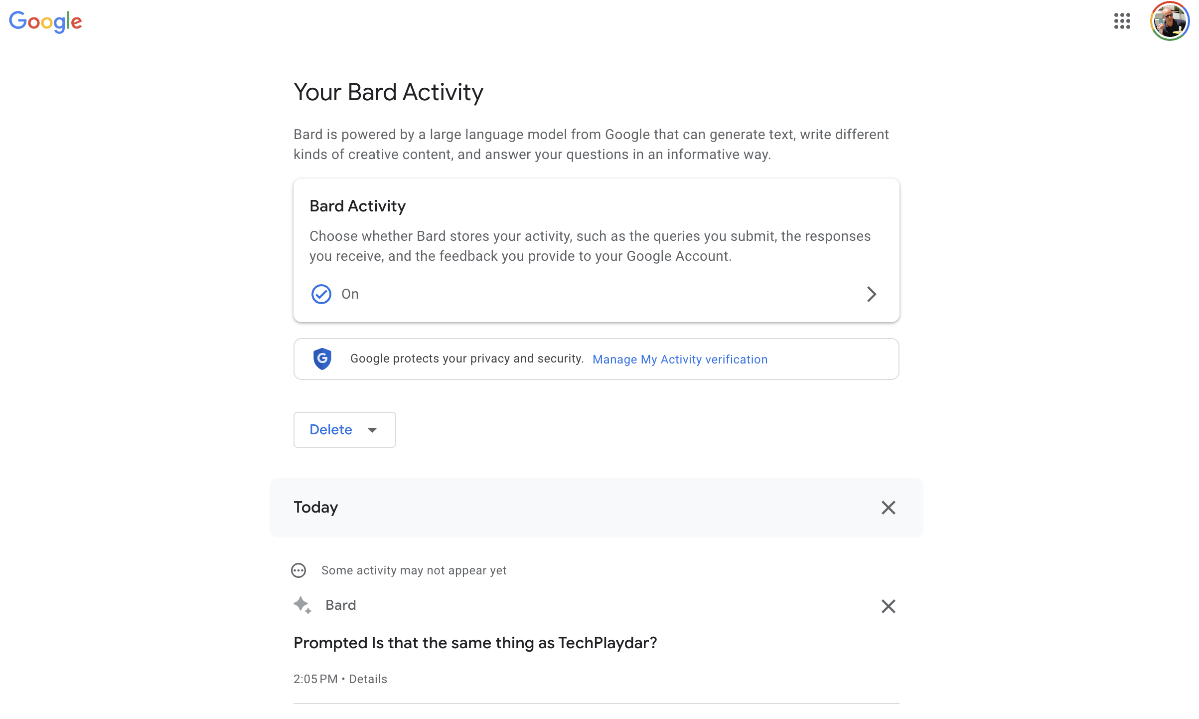 Google Bard Activity