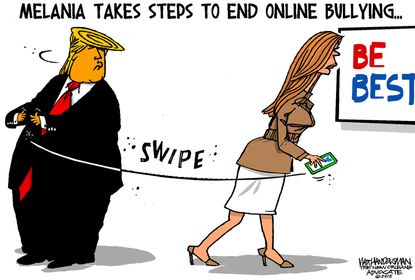 Political cartoon U.S. Trump Melania cyberbullying