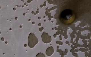 dimple on mars, south polar pit, crater