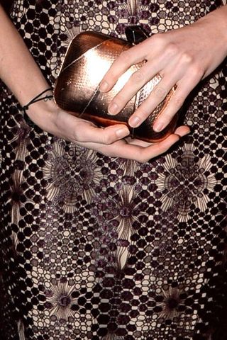 Jodie Kidd's Gold Clutch At The British Fashion Awards 2013