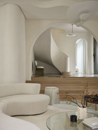 white clay wash walls in minimalist interior