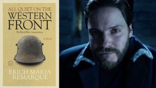 All Quiet on the Western Front book cover and Daniel Bruhl in Falcon and the Winter Soldier