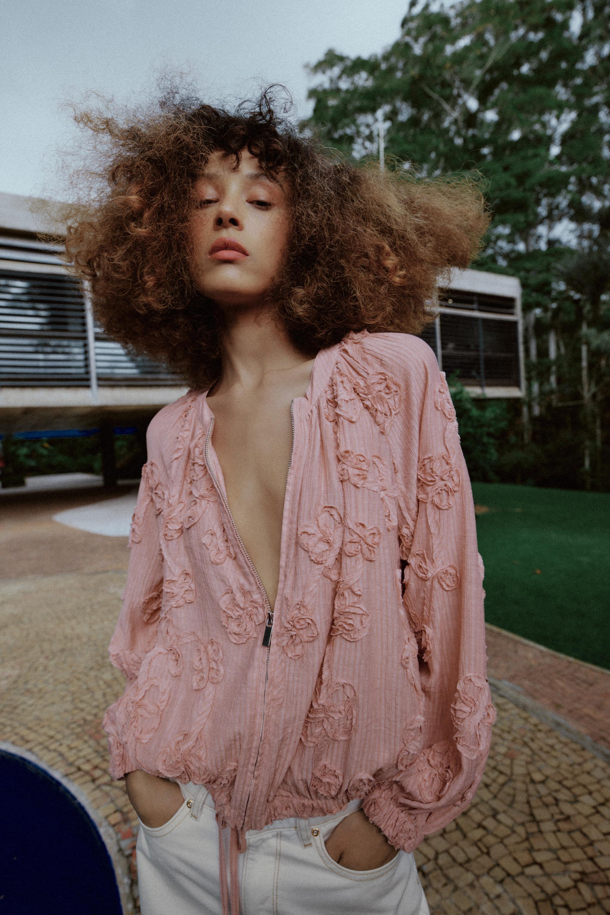 Oversize Textured Floral Jacket