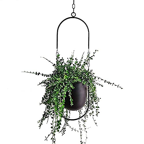 Beihaoer Hanging Decoration Pot Metal Boho Hanging Basket Ceiling Hanging Planter for Indoor Plants Succulents Air Plants Cactus (black)