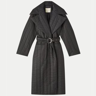 Black quilted wrap coat