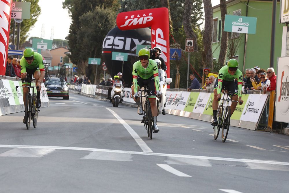 The Cannondale-Drapac riders were spread across the road