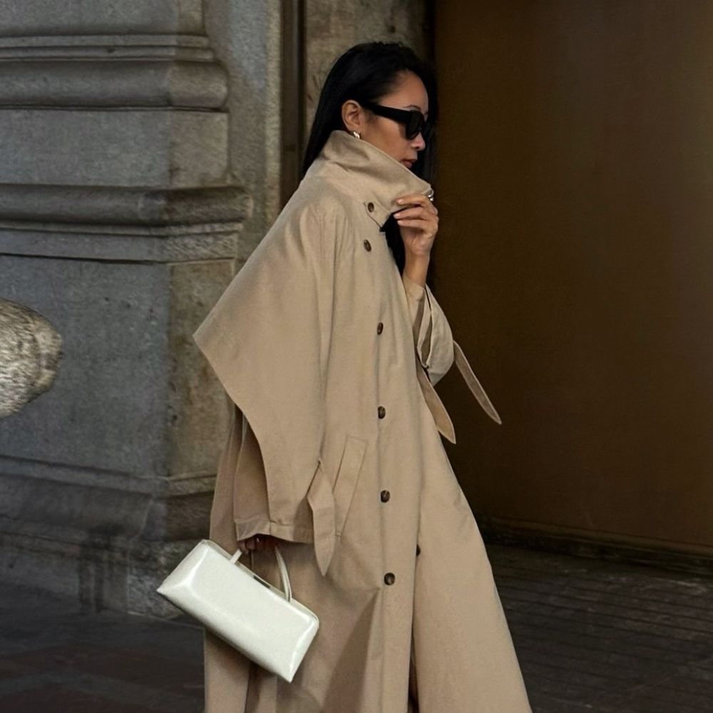Woman wearing trench coat 