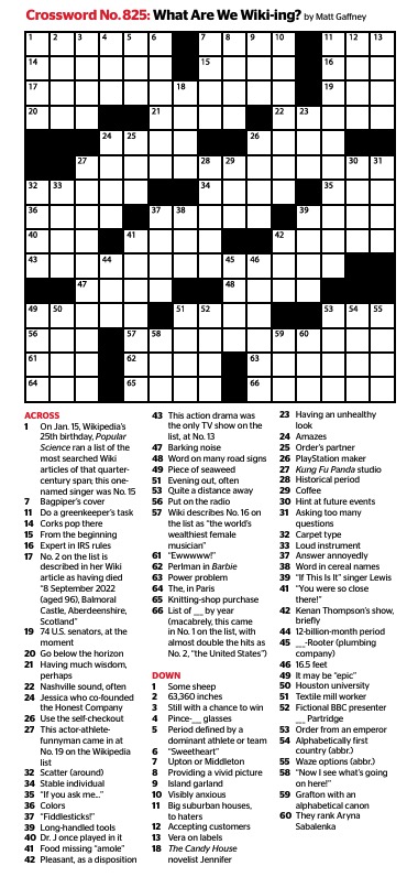 A crossword puzzle.