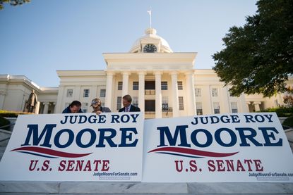 Signs supporing Roy Moore in Alabama