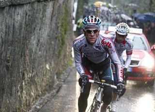 Philippe Gilbert (Omega-Pharma Lotto) attacks on the San Fermo.