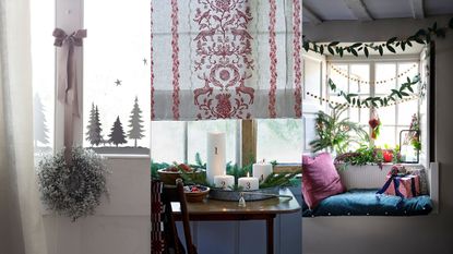 Christmas window decor ideas in three rooms