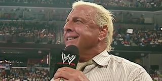 Ric Flair sweaty and smiling WWE