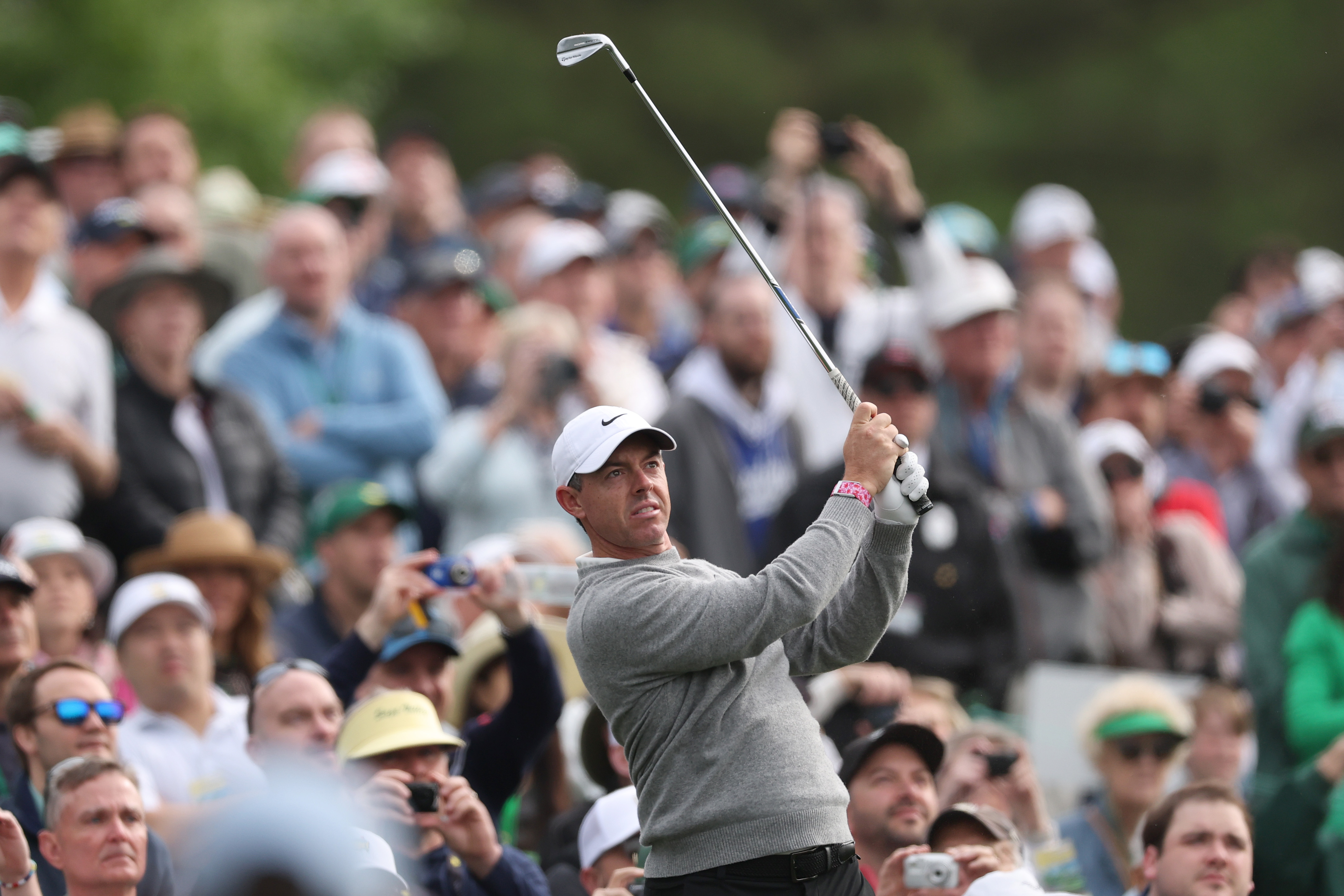 Rory McIlroy hits an iron shot