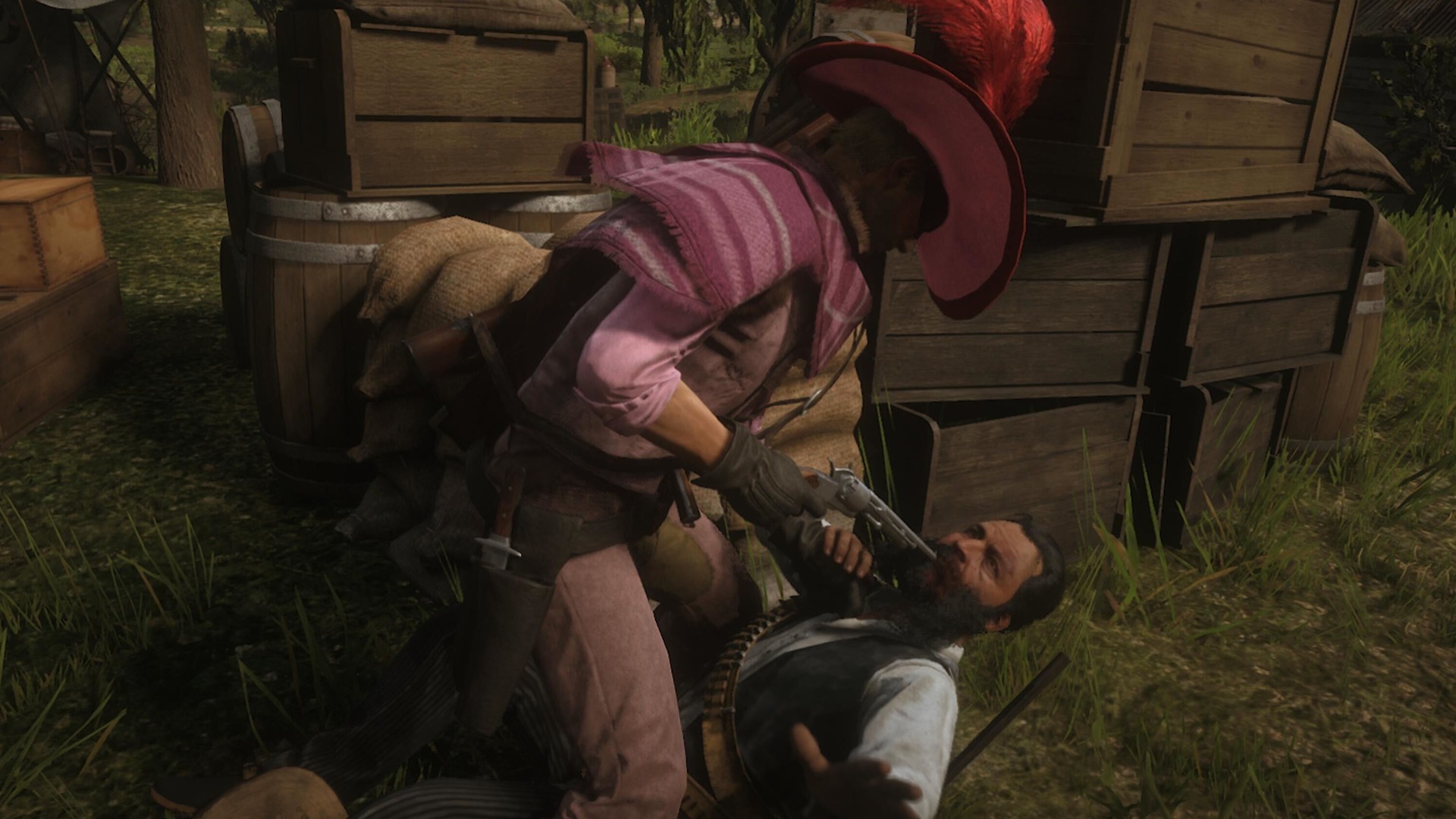 The Puce Pamplemousse tussles with a reprobate in Red Dead Online