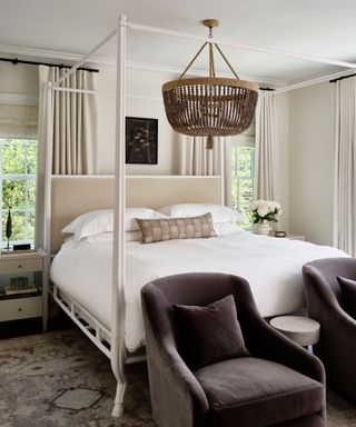 modern bedroom with four posted bed