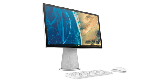 The HP Chromebase with a mouse and keyboard