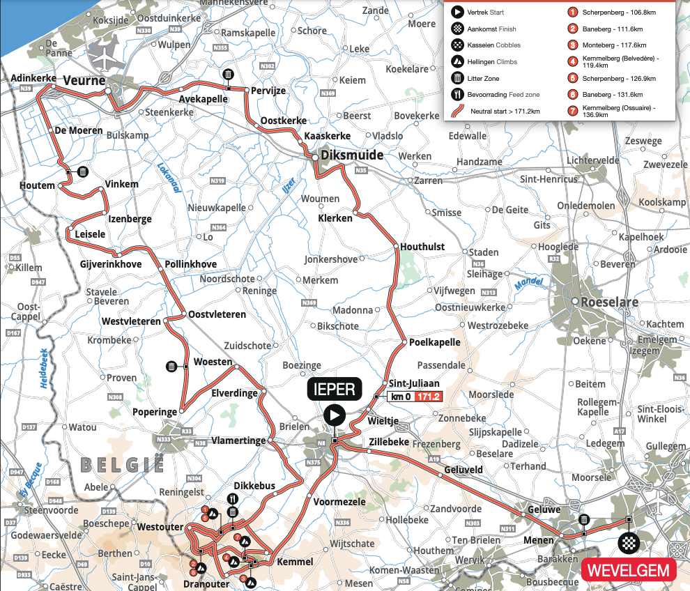 Route of 2024 Gent-Wevelgem