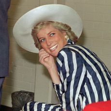 Princess Diana smiles in a hat during a visit to the Footscray Park in Melbourne