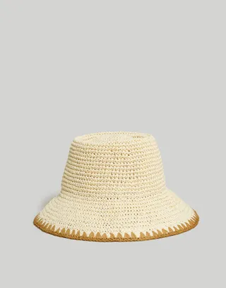Sombrero de pescador de paja con costuras cruzadas