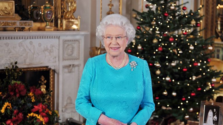  Queen Elizabeth II prior to the recording of her Christmas Day broadcast to the Commonwealth