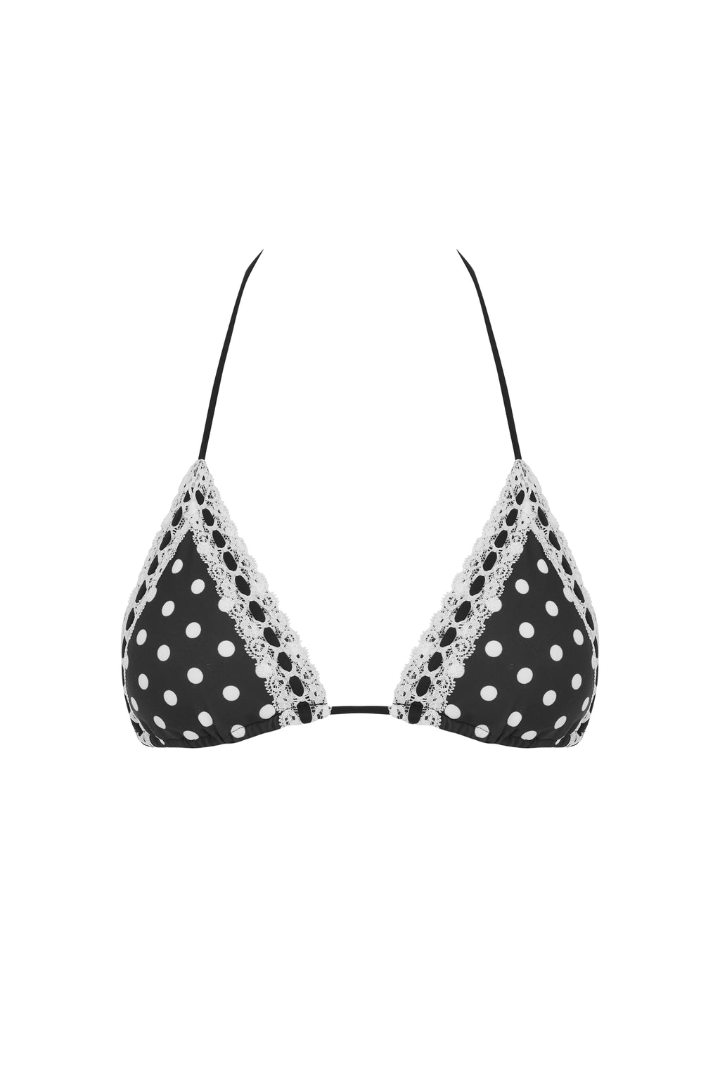Juni Bikini Top | Black / White Polka Dot