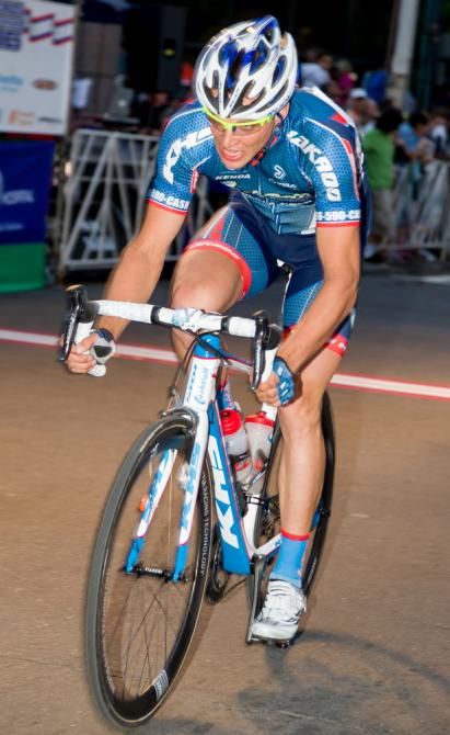 Michael Weicht off the front.