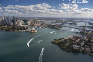 An aerial view of Sydney's harbour