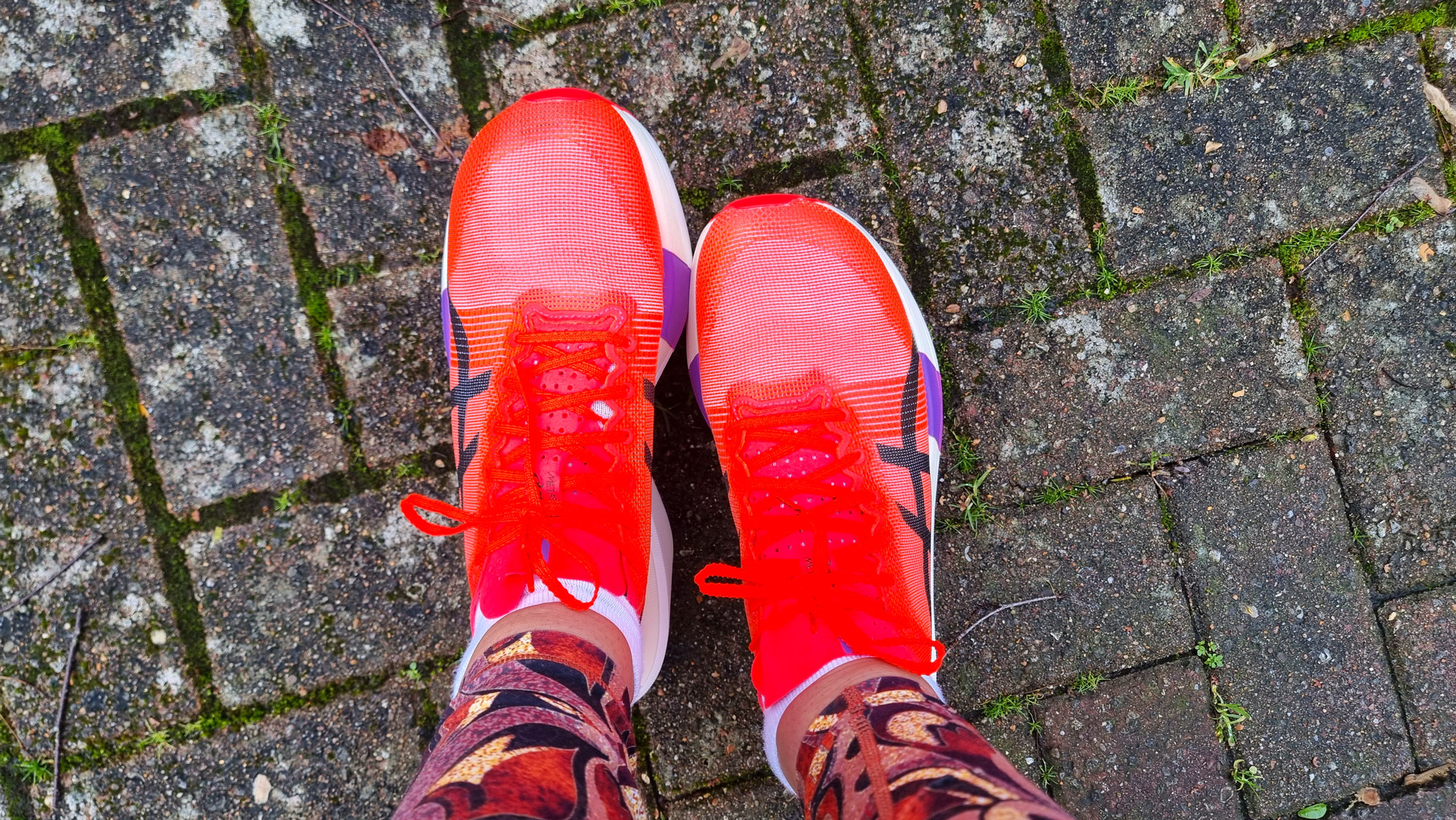 A picture of our reviewer's Asics Metaspeed Sky Tokyo running shoes