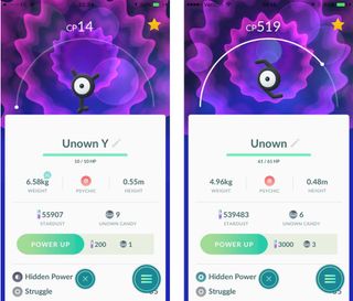 Pokemon Go Unown y and z