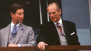 Prince Charles With His Father, Prince Philip, Enjoying A Day Horse Racing At The Derby.