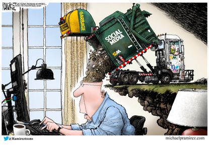 Editorial Cartoon U.S. garbage social media