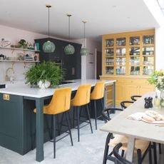 green and yellow kitchen extension