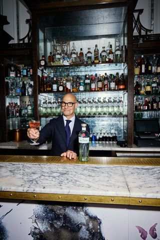 Stanley Tucci behind the bar